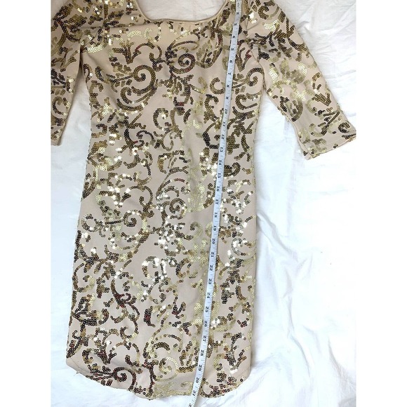 City Triangles Women’s Prom Party Sequin Dress Size S Gold Sequin Swirls - Picture 3 of 6